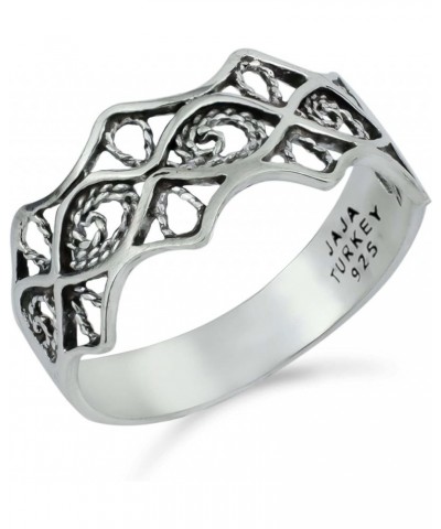 Sterling Silver Filigree Art Women Statement Band Rings Collection Eye of Horus $15.40 Rings