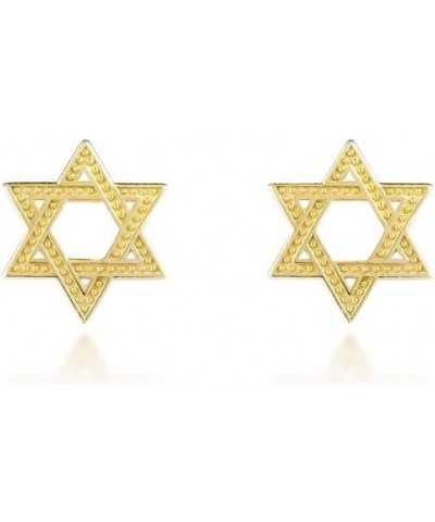 Exquisite 10K or 14K Yellow Gold Dainty Milgrain Jewish Star of David (0.32") Stud Earrings for Women Girls - Choice of Metal...