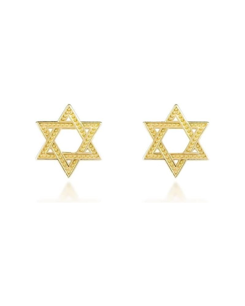 Exquisite 10K or 14K Yellow Gold Dainty Milgrain Jewish Star of David (0.32") Stud Earrings for Women Girls - Choice of Metal...