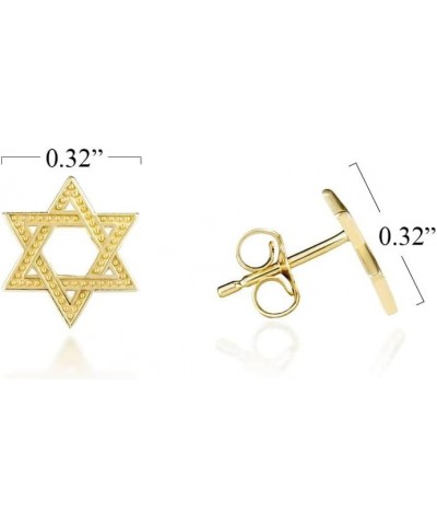 Exquisite 10K or 14K Yellow Gold Dainty Milgrain Jewish Star of David (0.32") Stud Earrings for Women Girls - Choice of Metal...