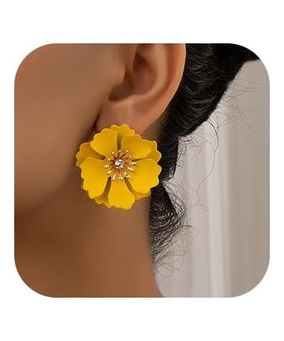 Unique Boho Flower Dangle Earrings Exaggerated Layered Floral Petal Drop Dangle Earrings Statement Stud Earring for Women Gir...