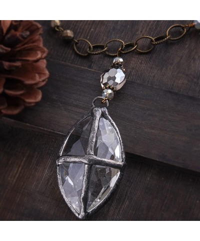 Razered Fashion Bohemian Jewelry Antique Stone Glass Chain Crystal Pendant Necklaces For Women Ethnic Necklace - 5-70cm 70cm ...