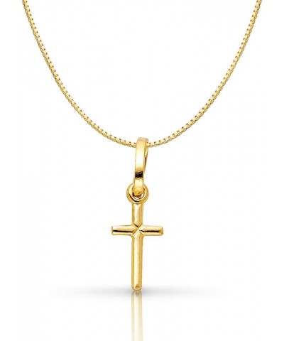 14K Yellow Gold Plain Cross Religious Charm Pendant with 0.6mm Box Chain Necklace 18.0 Inches $51.46 Necklaces