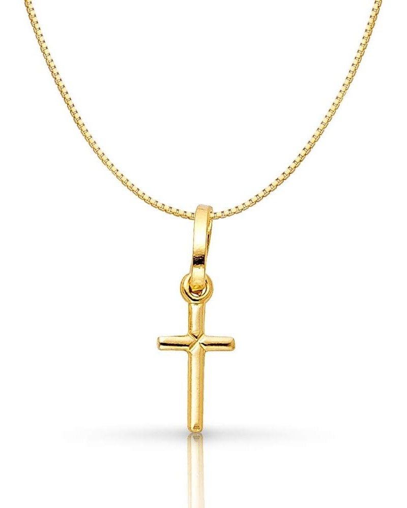 14K Yellow Gold Plain Cross Religious Charm Pendant with 0.6mm Box Chain Necklace 18.0 Inches $51.46 Necklaces