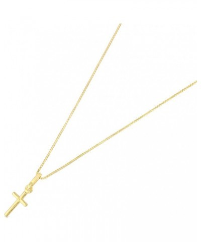 14K Yellow Gold Plain Cross Religious Charm Pendant with 0.6mm Box Chain Necklace 18.0 Inches $51.46 Necklaces