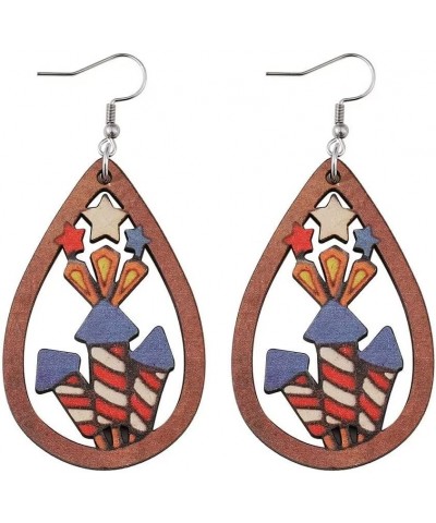 Sunflower Wooden Drop Dangle Earrings Patriotic Red White Blue Earrings American Flag Earrings Fourth of July Holiday Jewelry...