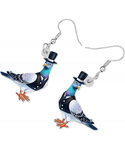 Acrylic Green Pigeon Dove Bird Earrings Bird Dangle Drop Jewelry For Women Girls Charm Gifts Black $7.27 Earrings