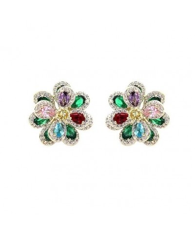 Fashion Gradient Flower Earrings, Crystal Flower Stud Earrings Flower Earrings for Women (Gold) Color $9.99 Earrings