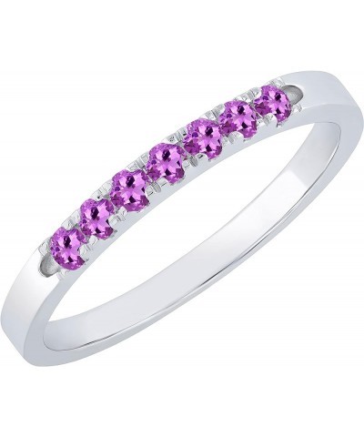 Round Gemstone or Diamond Stackable Anniversary Engagement Wedding Band for her, 925 Sterling Silver Amethyst $47.52 Rings