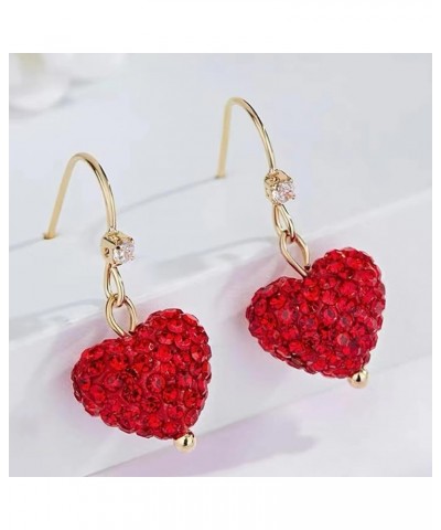 Valentines Day Earrings for Women Red Heart Earrings Rhinestone Heart Drop Dangle Earring Valentine's Day Mother's Day Jewelr...