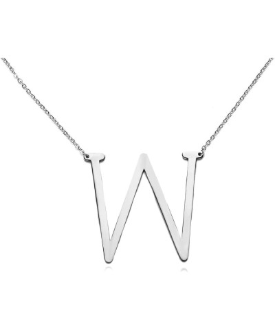 Stainless Steel Large Silver Initial Alphabet 26 Big Letters Script Name Pendant Chain Necklace from A-Z w $7.69 Necklaces