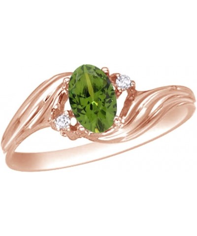 Jewel Zone US Simulated Green Peridot & Natural Diamond Fashion Engagement Ring in 10K Solid Gold (0.75 Ct) Rose Gold $93.50 ...