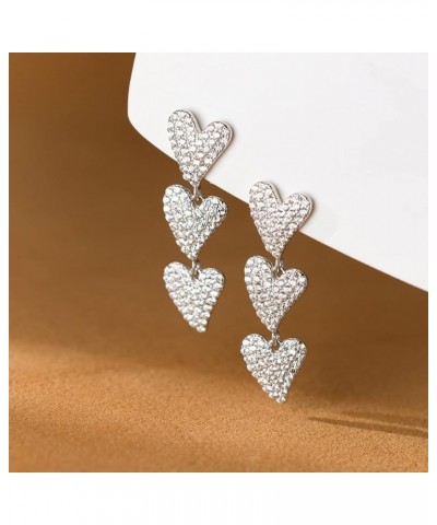 925 Sterling Silver Shiny CZ Heart Dangle Earrings for Women Teen Girls Heart Drop Earrings Wedding Sweet Love Dangle Earring...