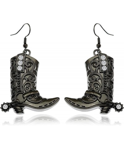 Western West Cowgirl Texas Boots Spur Dangle Drop Earrings Rodeo Boho Fancy Dress Costume Black $7.01 Earrings