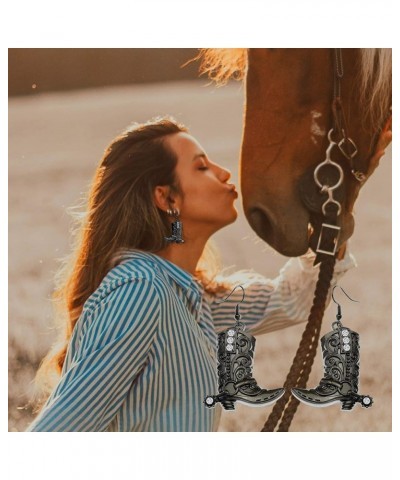 Western West Cowgirl Texas Boots Spur Dangle Drop Earrings Rodeo Boho Fancy Dress Costume Black $7.01 Earrings