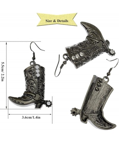 Western West Cowgirl Texas Boots Spur Dangle Drop Earrings Rodeo Boho Fancy Dress Costume Black $7.01 Earrings