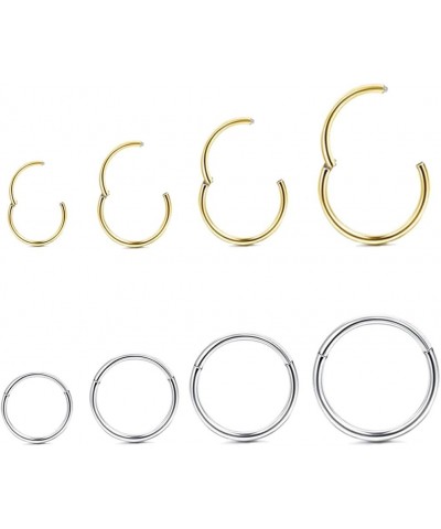 8 Pcs 16G 18G 316L Surgical Steel Seamless Hinged Nose Rings Hoops Septum Rings Lip Rings Hypoallergenic Helix Cartilage Conc...