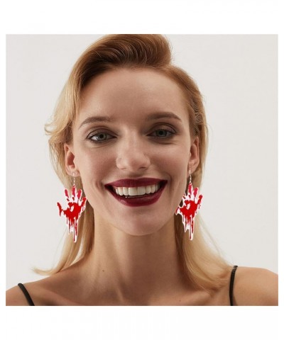 4 Pairs Halloween Earrings for Women Girl Vintage Punk Red Bloody Knife Drop Earrings Vampire Teeth Earrings Creative Funny K...