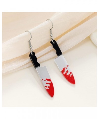 4 Pairs Halloween Earrings for Women Girl Vintage Punk Red Bloody Knife Drop Earrings Vampire Teeth Earrings Creative Funny K...