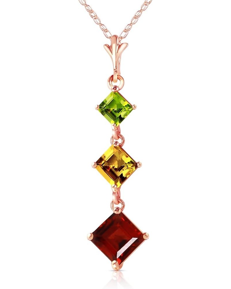 2.4 Carat 14k Solid Rose Gold Necklace with Natural Square-shaped Peridot, Citrine and Garnet Pendant 22.0 Inches $116.34 Nec...