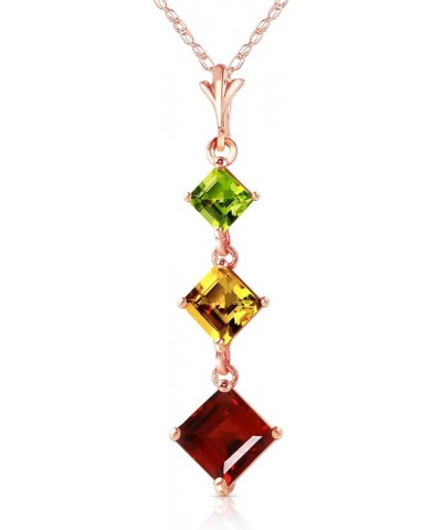 2.4 Carat 14k Solid Rose Gold Necklace with Natural Square-shaped Peridot, Citrine and Garnet Pendant 22.0 Inches $116.34 Nec...