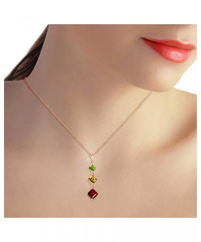 2.4 Carat 14k Solid Rose Gold Necklace with Natural Square-shaped Peridot, Citrine and Garnet Pendant 22.0 Inches $116.34 Nec...