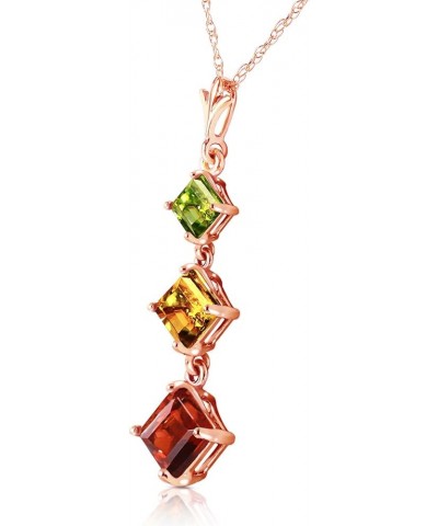 2.4 Carat 14k Solid Rose Gold Necklace with Natural Square-shaped Peridot, Citrine and Garnet Pendant 22.0 Inches $116.34 Nec...