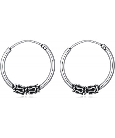 Sterling Silver Bali Hoop Earrings for Women Hypoallergenic Silver Bohemian Boho Small Hoop Earrings for Girls Men Jewelry Bi...