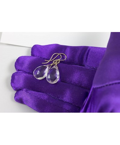 14K Yellow Gold or 925 Sterling Silver Faceted Pear-Shaped Teardrop Semi Precious Gemstone Briolette 1-1/4" Drop Earrings - C...