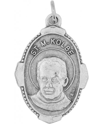 1" Saint Maximilian Kolbe Medal and Holy Card | Patron Saint of Drug Addicts | Made in Italy | Christian Jewelry $6.72 Necklaces