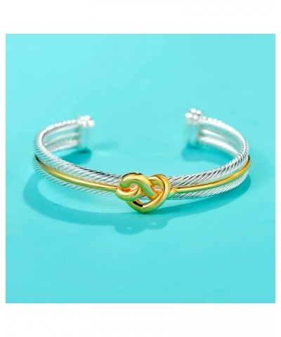 Women Jewelry Make a Statement Stylish Double Twisted Cable Wire Tie a Love Knots Cuff Bangle Christmas Gifts $16.23 Bracelets