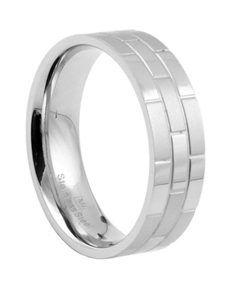 Stainless Steel Ring Dress Textured Silver Bricks $9.11 Rings