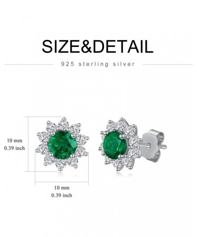 Laboratory Grown Emerald Stud Earrings 925 Sterling Silver 6.5x6.5 mm Round Cut Emerald Push Backs Earrings for Women $33.21 ...