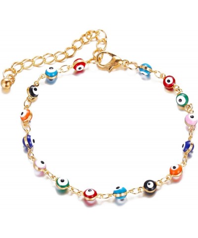 Evil Eye Bracelet for Women Dainty ojo Luck Bracelet 14K Gold Plated Cute Beaded Bracelet for Girls E $6.59 Bracelets