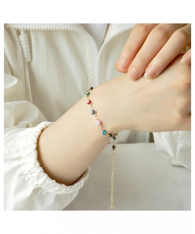 Evil Eye Bracelet for Women Dainty ojo Luck Bracelet 14K Gold Plated Cute Beaded Bracelet for Girls E $6.59 Bracelets