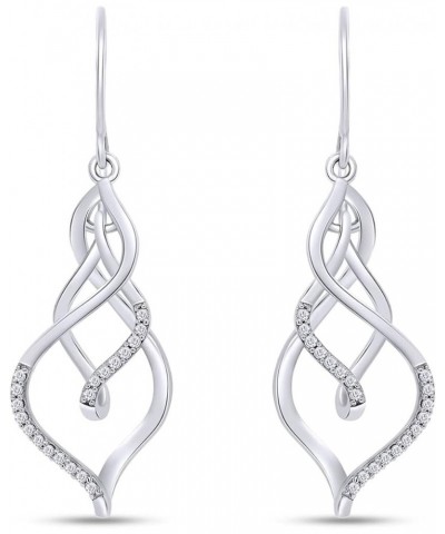 White Natural Diamond Triple Flame Drop Earrings in 10k Solid Gold (0.2 Cttw) White Gold $139.20 Earrings