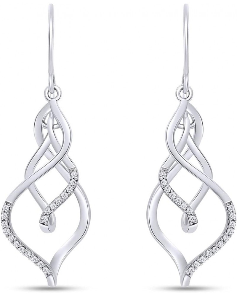 White Natural Diamond Triple Flame Drop Earrings in 10k Solid Gold (0.2 Cttw) White Gold $139.20 Earrings