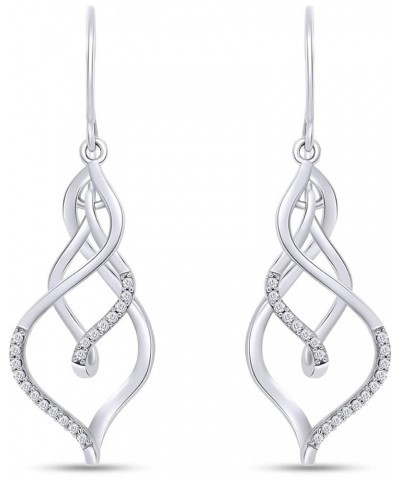 White Natural Diamond Triple Flame Drop Earrings in 10k Solid Gold (0.2 Cttw) White Gold $139.20 Earrings