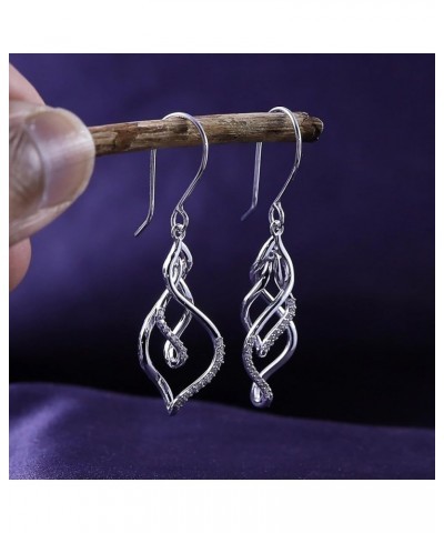 White Natural Diamond Triple Flame Drop Earrings in 10k Solid Gold (0.2 Cttw) White Gold $139.20 Earrings