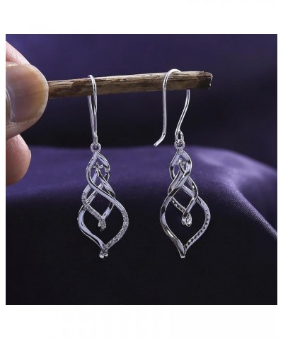 White Natural Diamond Triple Flame Drop Earrings in 10k Solid Gold (0.2 Cttw) White Gold $139.20 Earrings