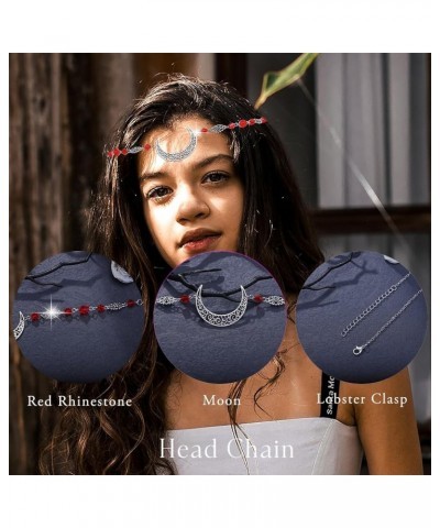 Crystal Head Chain Viking Vintage Moon Headpiece Halloween Circlet Forehead Chain Boho Headband Chain for Women -3red $8.24 B...