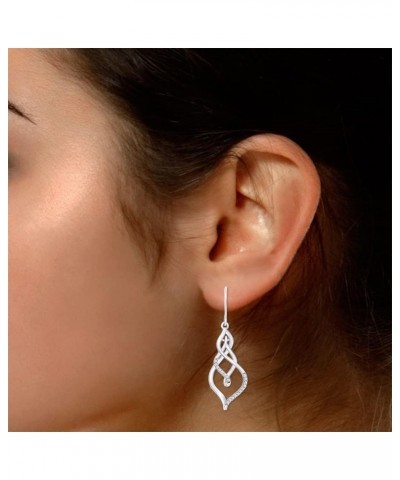 White Natural Diamond Triple Flame Drop Earrings in 10k Solid Gold (0.2 Cttw) White Gold $139.20 Earrings