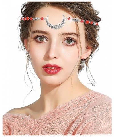 Crystal Head Chain Viking Vintage Moon Headpiece Halloween Circlet Forehead Chain Boho Headband Chain for Women -3red $8.24 B...