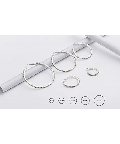 Hoop Earrings for Women and Girls, Shinning Rhinestone Hoop Earrings, Hypoallergenic Plated Alloy Earrings, Silver 3cm $7.78 ...