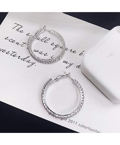 Hoop Earrings for Women and Girls, Shinning Rhinestone Hoop Earrings, Hypoallergenic Plated Alloy Earrings, Silver 3cm $7.78 ...