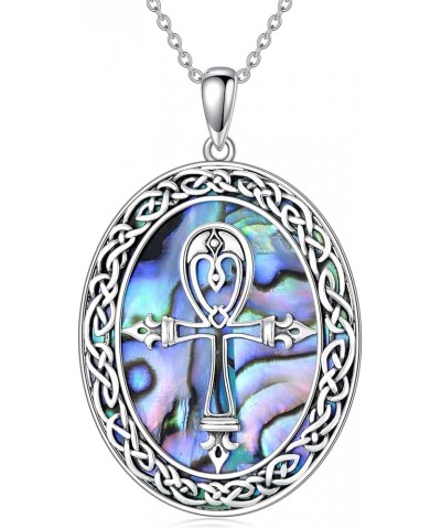 Tree of Life Necklace 925 Sterling Silver Abalone Shell Tree of Life Pendant for Women Girls Men ankh $19.50 Necklaces