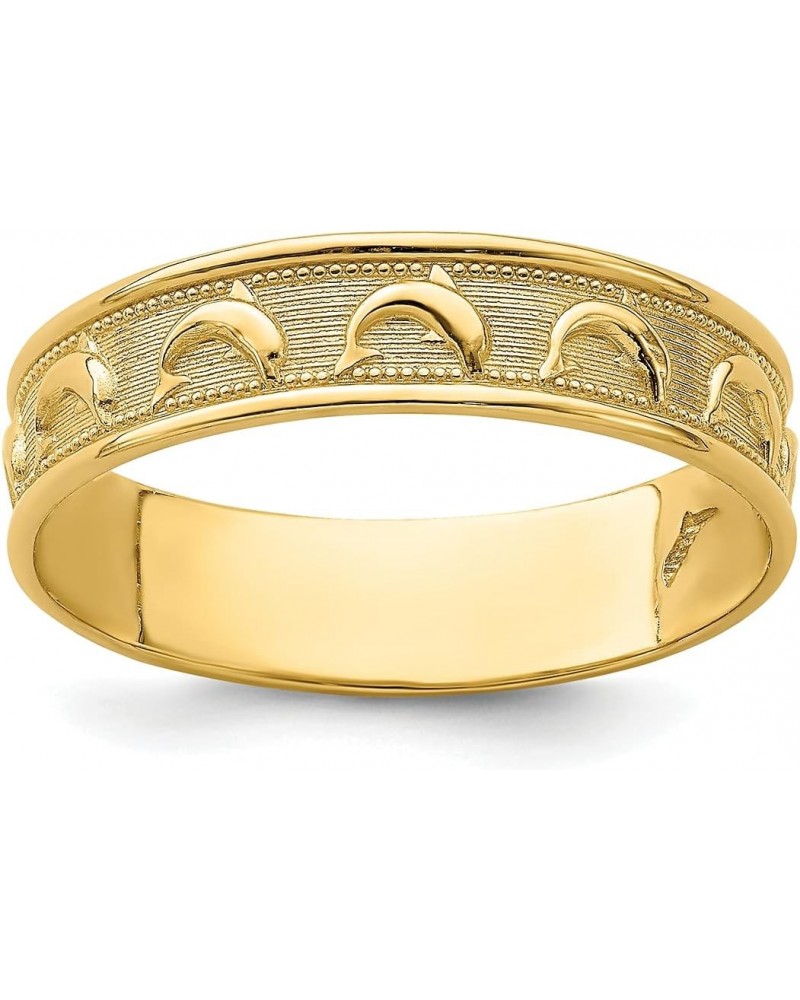 14k Gold Polished and Textured Dolphin Engraved Thumb Ring Size 8 $108.68 Rings