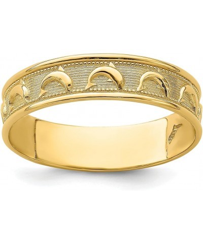 14k Gold Polished and Textured Dolphin Engraved Thumb Ring Size 8 $108.68 Rings