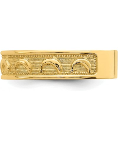 14k Gold Polished and Textured Dolphin Engraved Thumb Ring Size 8 $108.68 Rings