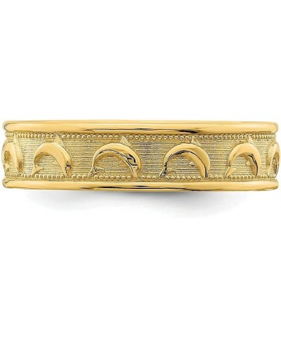 14k Gold Polished and Textured Dolphin Engraved Thumb Ring Size 8 $108.68 Rings